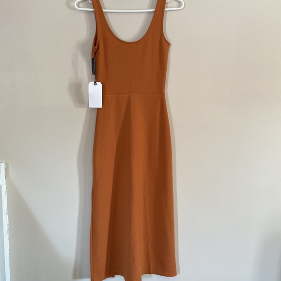 LeithScoop Neck Sleeveless Midi Dress Size XXS NWT Tan Adobe Color - Picture 12 of 12